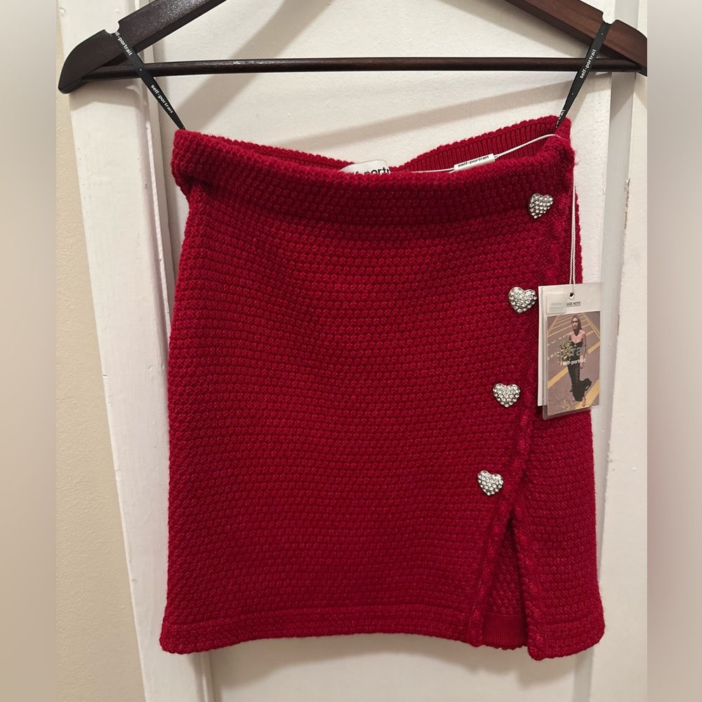 Self-Portrait Red Heart Button Knit Set (Cardigan & Skirt) - NWT - Picture 3 of 8